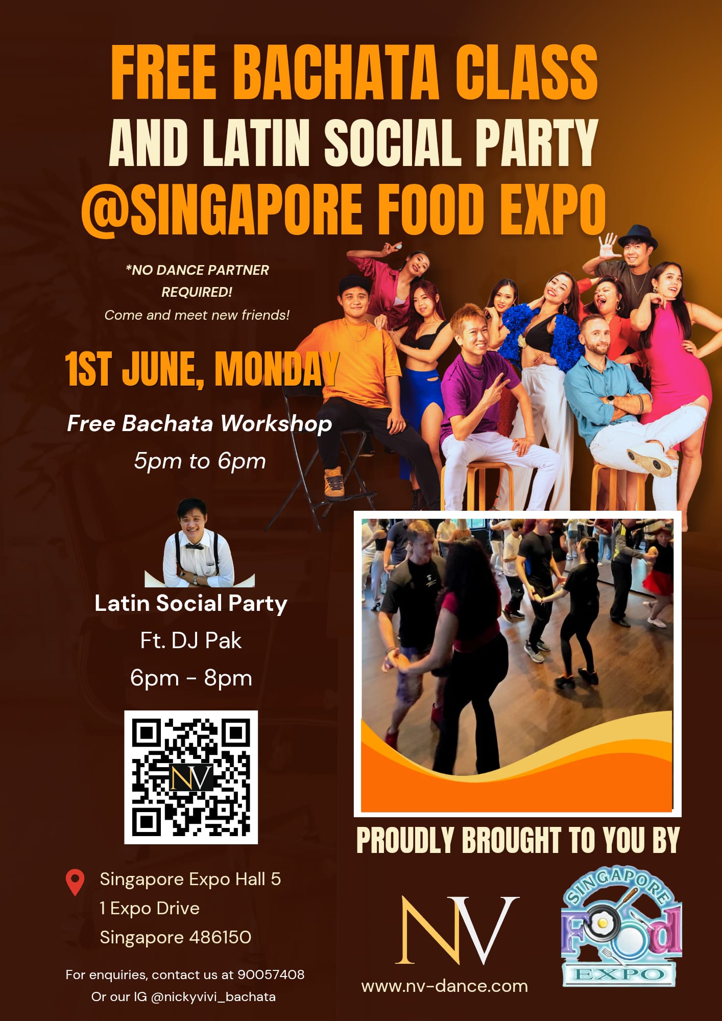 Free Bachata Class and Latin Social Party at Singapore Food Expo poster